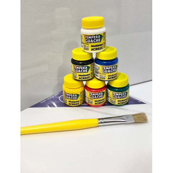 Kit 4 Telas Pintura 20x20 Mini Cavalete 6 Tintas e Pincel