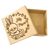 Caixa de Pascoa Coelho c/ Flores Bombons Chocolates MDF cru