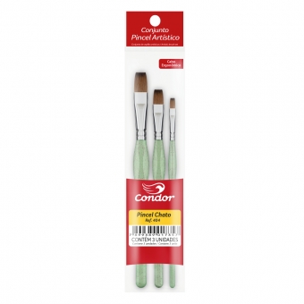 Pincel Ref. 404 Condor Kit c3 Chato Macio Cabo Ergonômico