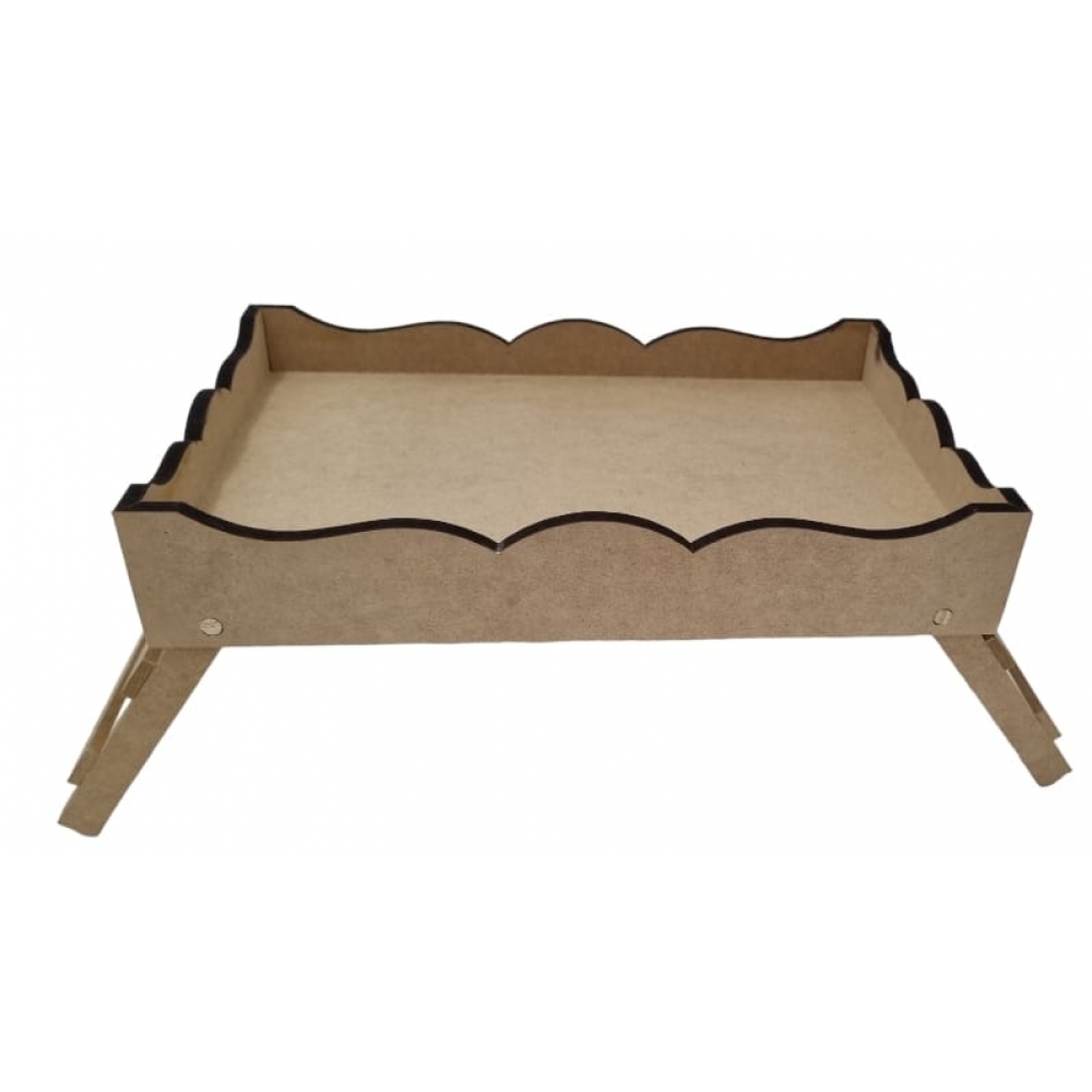 Bandeja Café da Manhã G 26x40cm Cama Sofá Notebook MDF cru