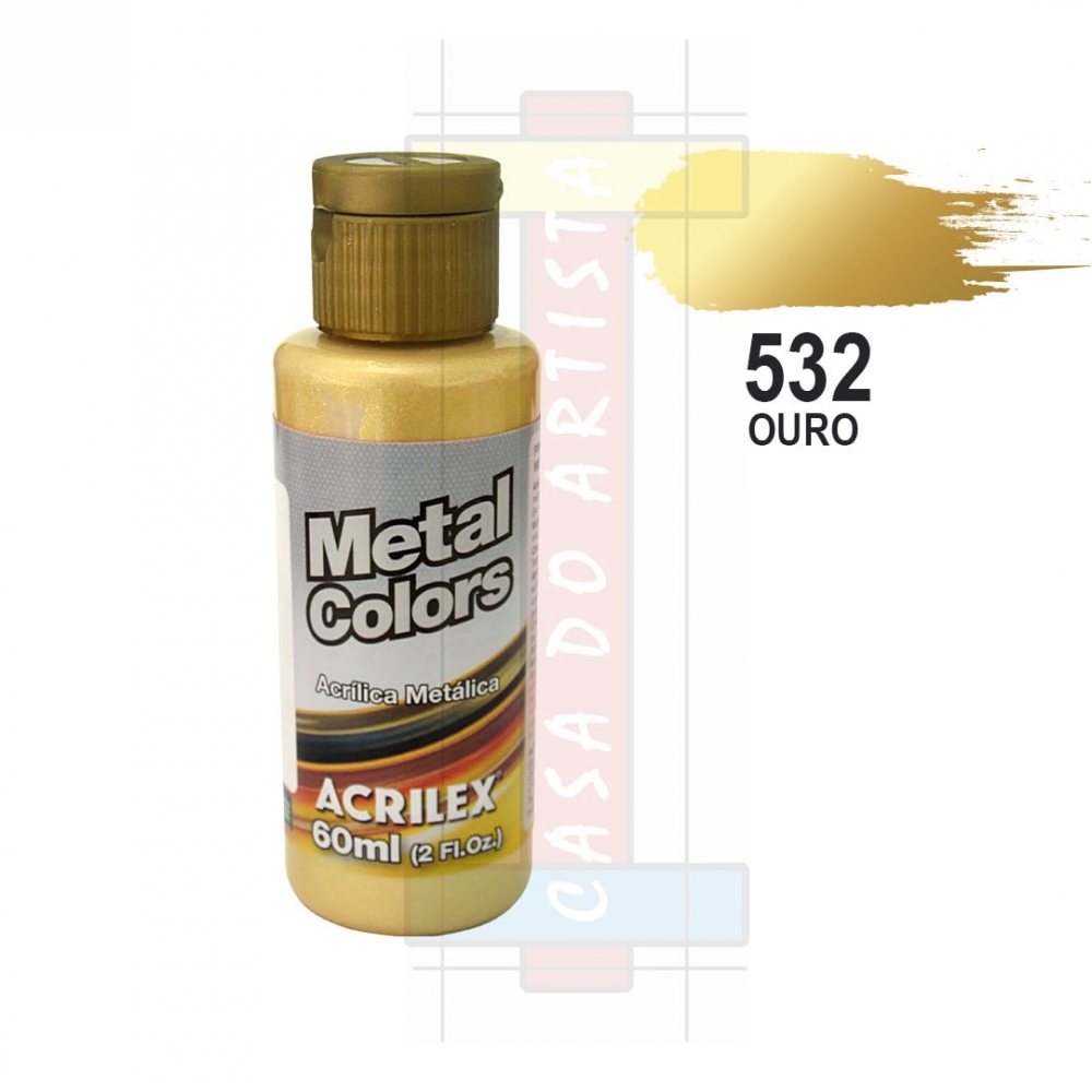 Tinta Acrílica Metálica Metal Colors 60ml Acrilex - Ouro 532