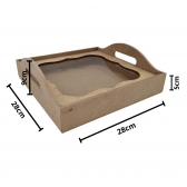 Bandeja Quadrada 3D c/ Vidro 28x28cm Café Convite MDF cru