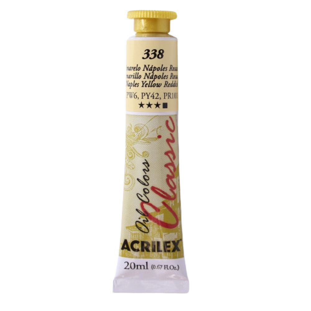 Tinta à Óleo para Pintura em Tela 20ml Acrilex - Escolha as Cores - 338 Amarelo Nápoles Rosado