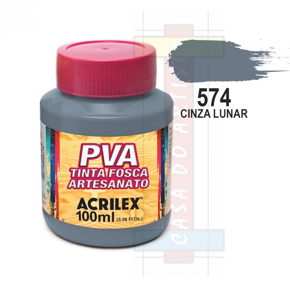 Tinta PVA Fosca Para Artesanato 100ml Acrilex - 574 Cinza Lunar