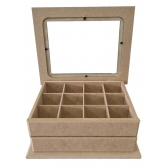 Mini Comôda Caixa Bijuteria MDF Cru 12 Divisórias 1 Gaveta