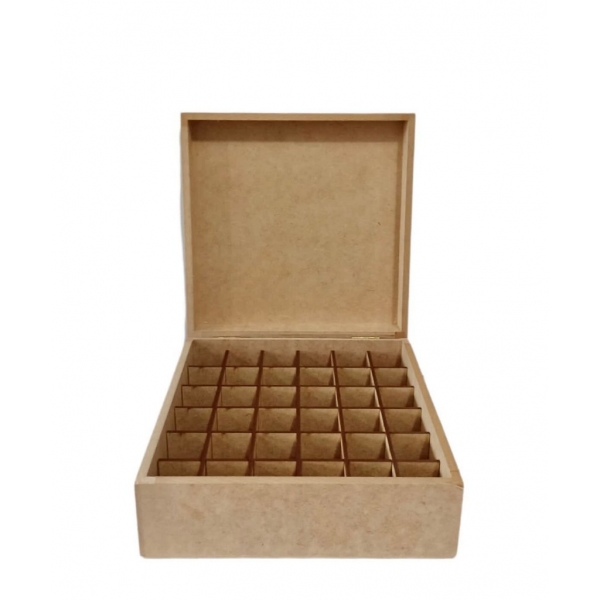 Caixa p/ Óleos Essencias 5ml e 15ml c/ 36 divisórias MDF Cru