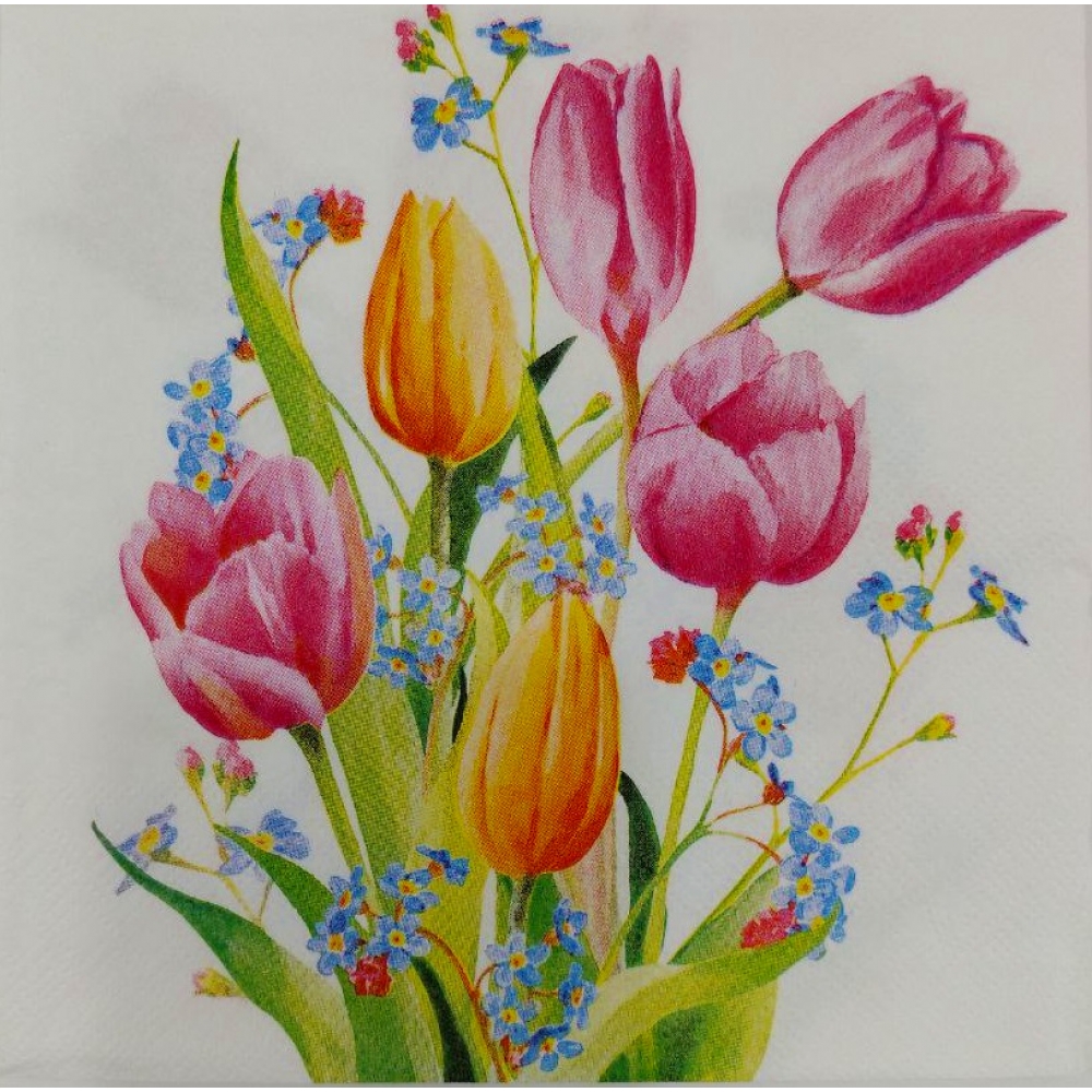 Guardanapo Estampado buquê de tulipas para decoupage
