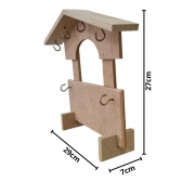 Porta Xícara Casinha c/ Telhado e Gancho em Metal MDF cru