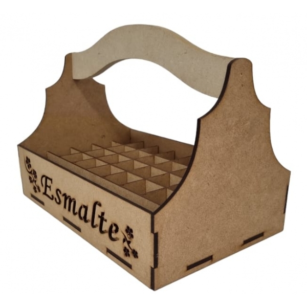 Caixa Porta Esmalte Cesta Grande MDF Cru