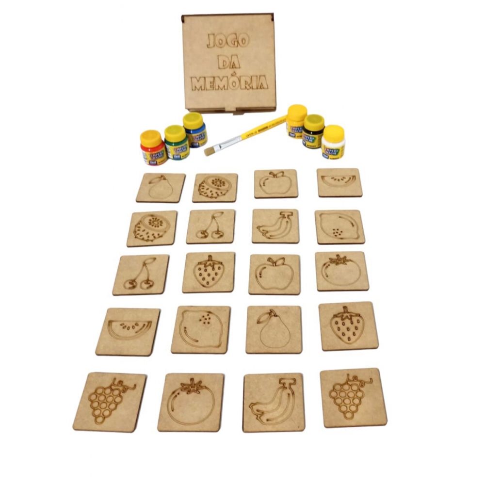 Kit de Pintura Infantil Jogo da Memória MDF Cru - 20 Peças