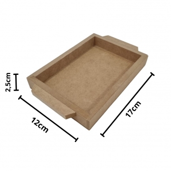 Bandeja Retangular Mini 12x17cm Lavabo Mesa Café MDF cru