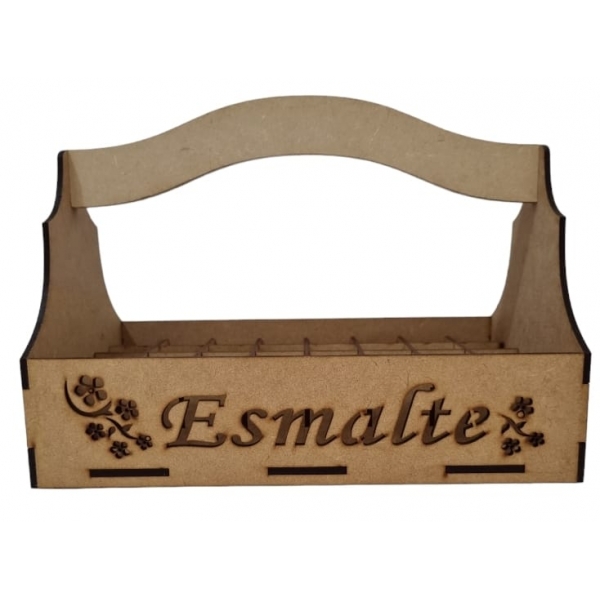 Caixa Porta Esmalte Cesta Grande MDF Cru