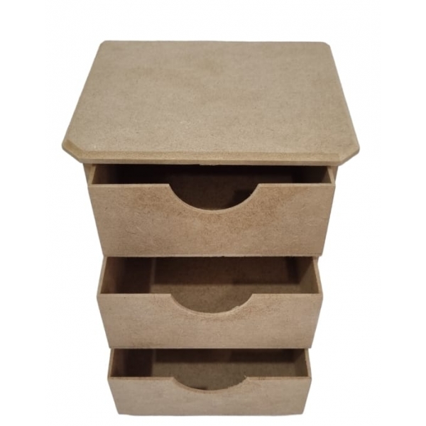 Cômoda 3 Gavetas Organizador Porta Joias Lacinhos MDF cru