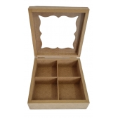 Caixa de Jóias Biju c/4 Divisórias Tampa c/ Vidro MDF cru