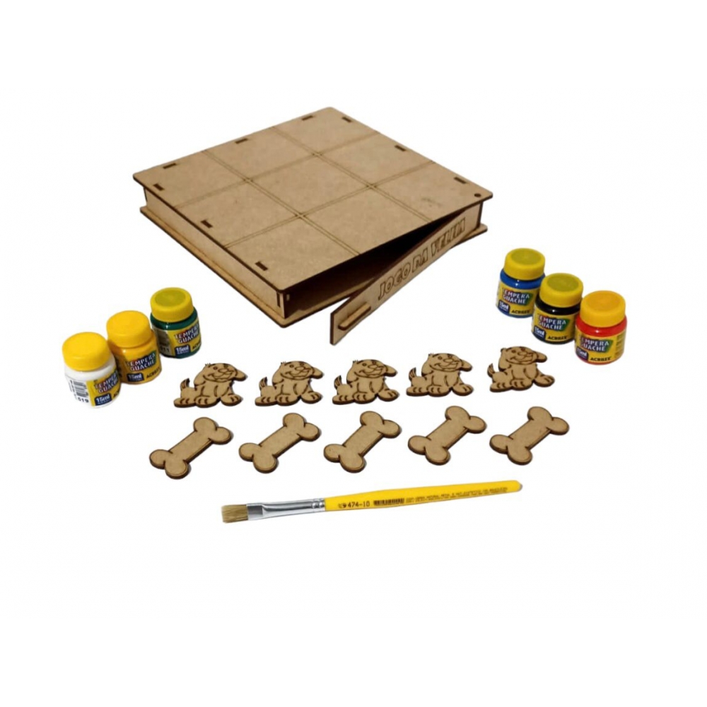 Kit de Pintura Infantil Jogo da Velha MDF Cru - 10 peças