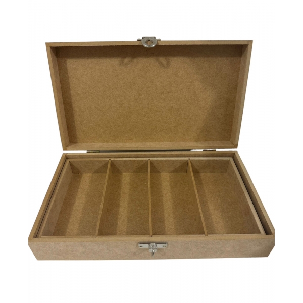 Caixa para Dinheiro 34x20x8 c/ Dobradiça Fecho cadeado MDF Cru