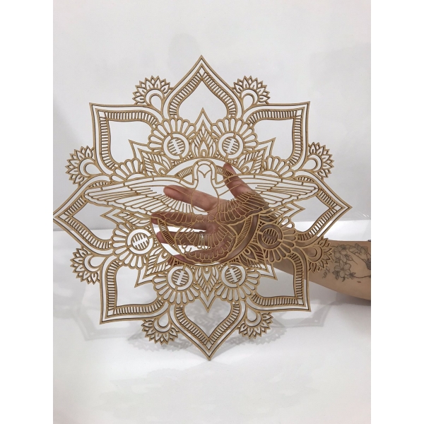 Mandala Espirito Santo c/ Lotus 38cm em MDF Cru