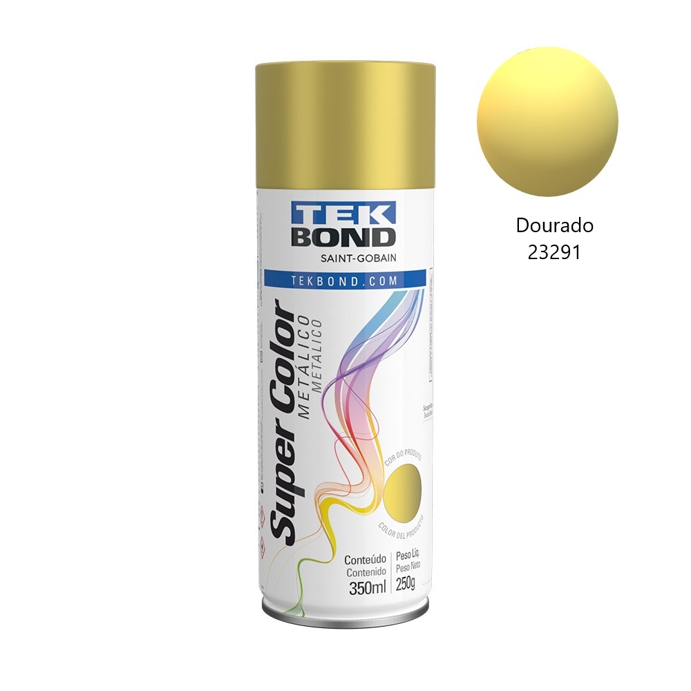 Tinta Spray TekBond Metálica 350ml Artesanato Tela Madeira - Dourado 23291