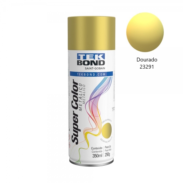 Tinta Spray TekBond Metálica 350ml Artesanato Tela Madeira - Dourado 23291