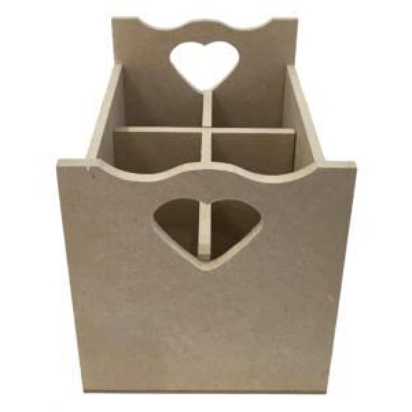 Porta Talher  Alça Coração MDF Cru com 6 Divisões