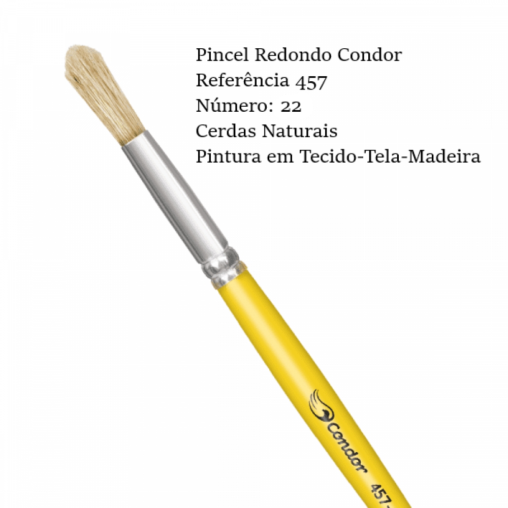 Pincel Redondo Pelo Natural 457-22 Condor Artes Madeira Pintura