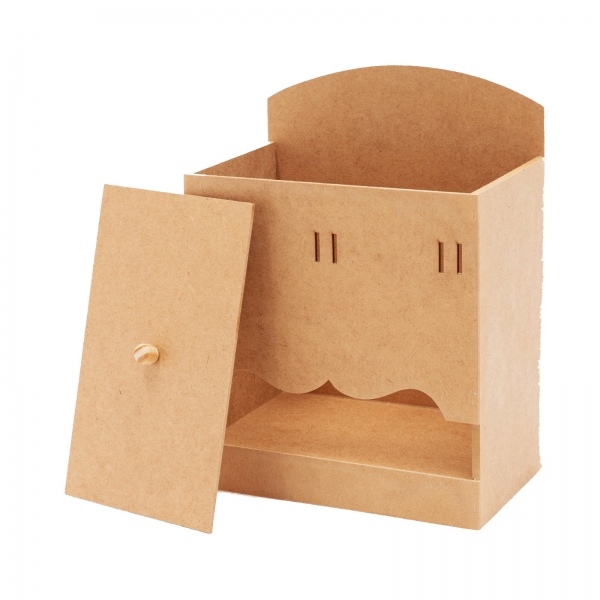 Kit Higiene Bebê Passa Fita Porta Fraldas Abajur MDF cru