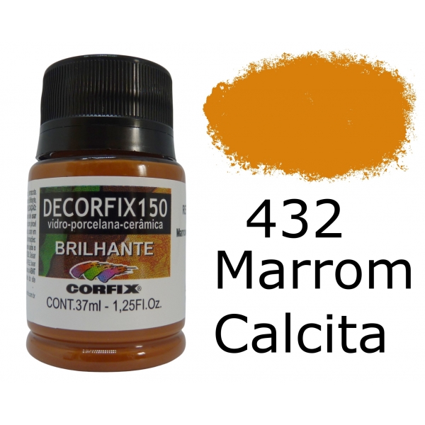 Tinta Vitro Decorfix 150º Brilhante 37ml Corfix -para Vidro - 432 Marrom Calcita Brilhante