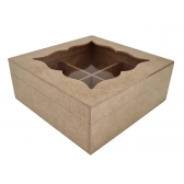 Caixa de Jóias Biju c/4 Divisórias Tampa c/ Vidro MDF cru