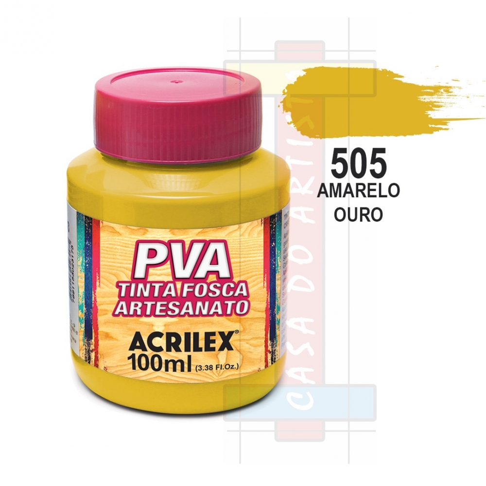 Tinta PVA Fosca Para Artesanato 100ml Acrilex - 505 Amarelo Ouro