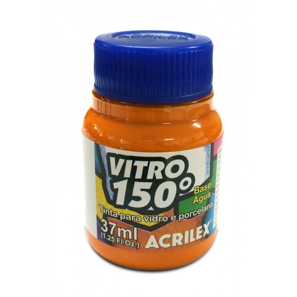 Tinta Vitro 150 - 37ml Acrilex Vidro Porcelana Cerâmica - Escolha a Cor - Laranja