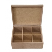 Caixa Porta Chá Retangular c/ 6 Divisórias MDF cru