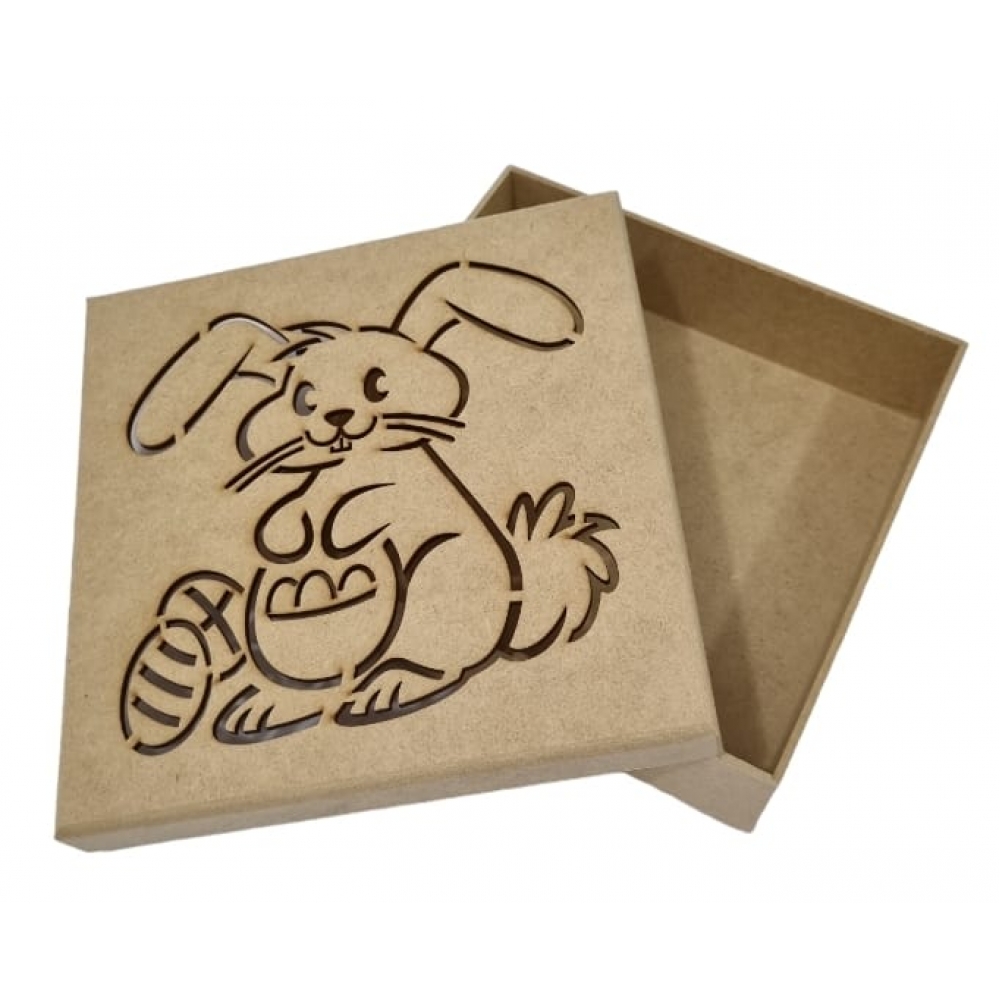 Caixa de Bombom Chocolate Pascoa Coelho e Ovos MDF cru