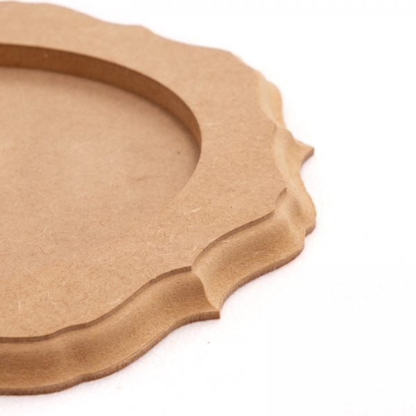 Quadro Moldura Porta Retrato Oval 8 Bicos G MDF cru