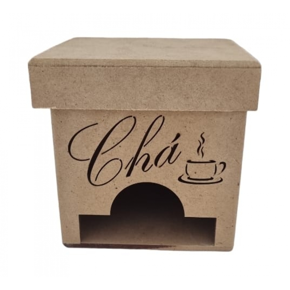 Caixa Chá Mini Abertura Frontal Tampa Solta MDF cru