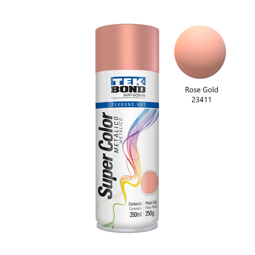 Tinta Spray TekBond Metálica 350ml Artesanato Tela Madeira - Rose Gold 23411