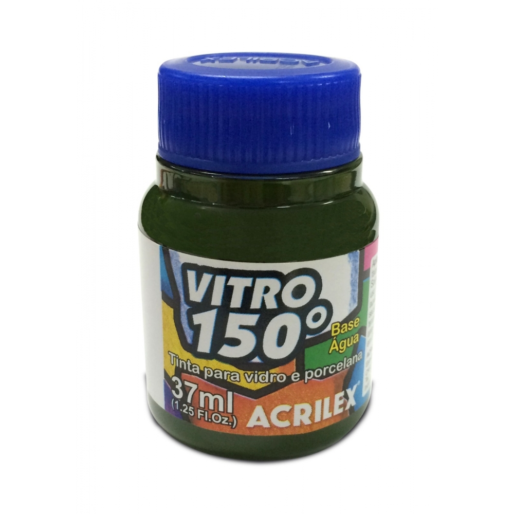 Tinta Vitro 150 - 37ml Acrilex Vidro Porcelana Cerâmica - Escolha a Cor - Verde Folha