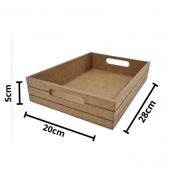 Bandeja Riscada G 20x28cm Cozinha Mesa Café Festa MDF cru