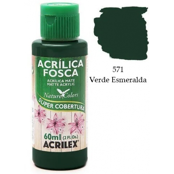 Tinta Acrílica Fosca Nature Colors 60ml Acrilex Artesanato - 571 Verde Esmeralda
