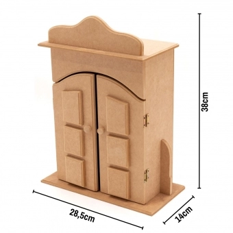 Oratório Colonial c Portas p Imagem Santo até 26cm MDF cru