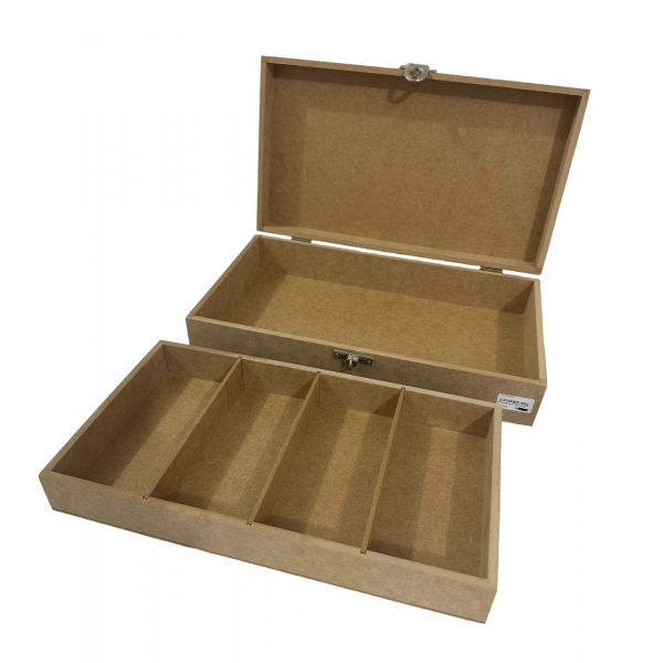 Caixa para Dinheiro 34x20x8 c/ Dobradiça Fecho cadeado MDF Cru