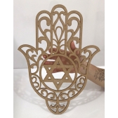 Mandalas Decorativas para Parede 38cm em MDF Cru - Mão de Fátima c/ Estrela 38x28cm