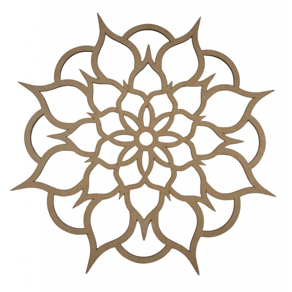 Mandalas Decorativas p/ Apliques ou Parede MDF Cru - Flor 15cm