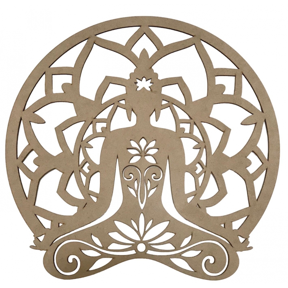 Mandalas Decorativas para Parede 38cm em MDF Cru - Buda Novo