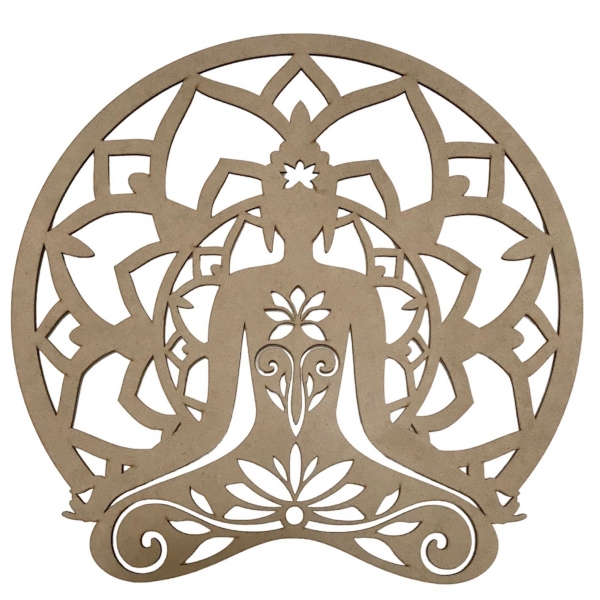 Mandalas Decorativas para Parede 38cm em MDF Cru - Buda Novo