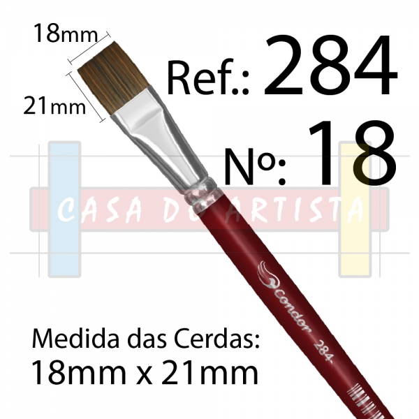 Pincel Chato Pelo Sintético Macio ref. 284 Condor Pintura Artística - 18