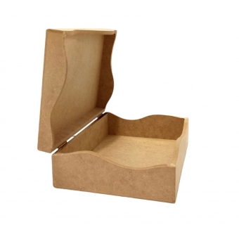 Caixa Retangular 23x16 Ondulada Tampa Dobradiça MDF Cru