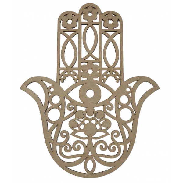 Mandalas Decorativas para Parede 38cm em MDF Cru - Mão de Fátima Olho Grego 38x30cm