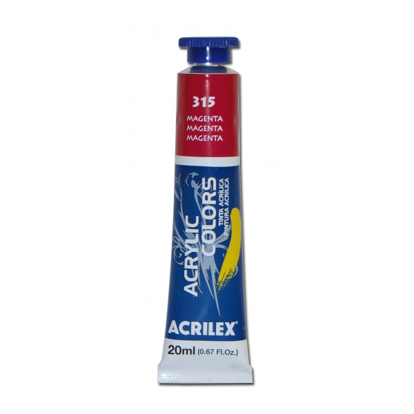 Tinta Acrílica para Pintura em Tela 20ml Acrilex - Escolha as Cores - Magenta 315