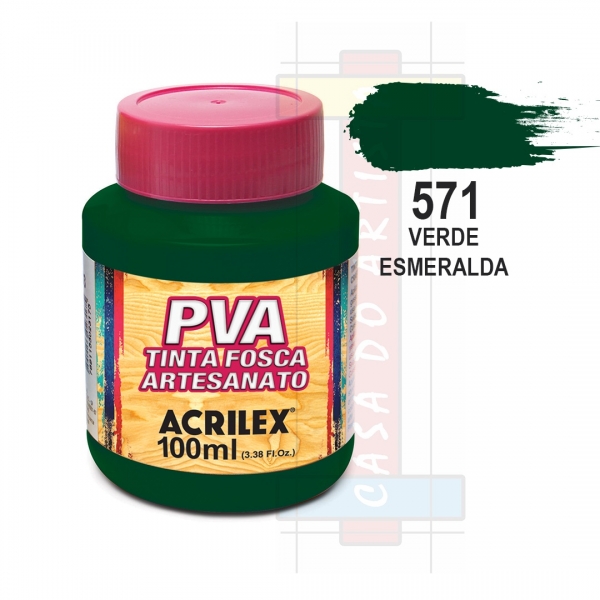 Tinta PVA Fosca Para Artesanato 100ml Acrilex - 571 Verde Esmeralda