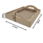 Bandeja Retangular 3D c/ Vidro 27x36cm Café Convite MDF cru